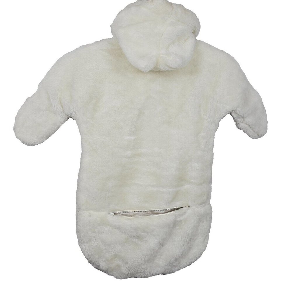 Vtg‎ Baby Bunting Bag Sack Winter Fur Hooded Borg Orlon Pile Fabric One-Piece
